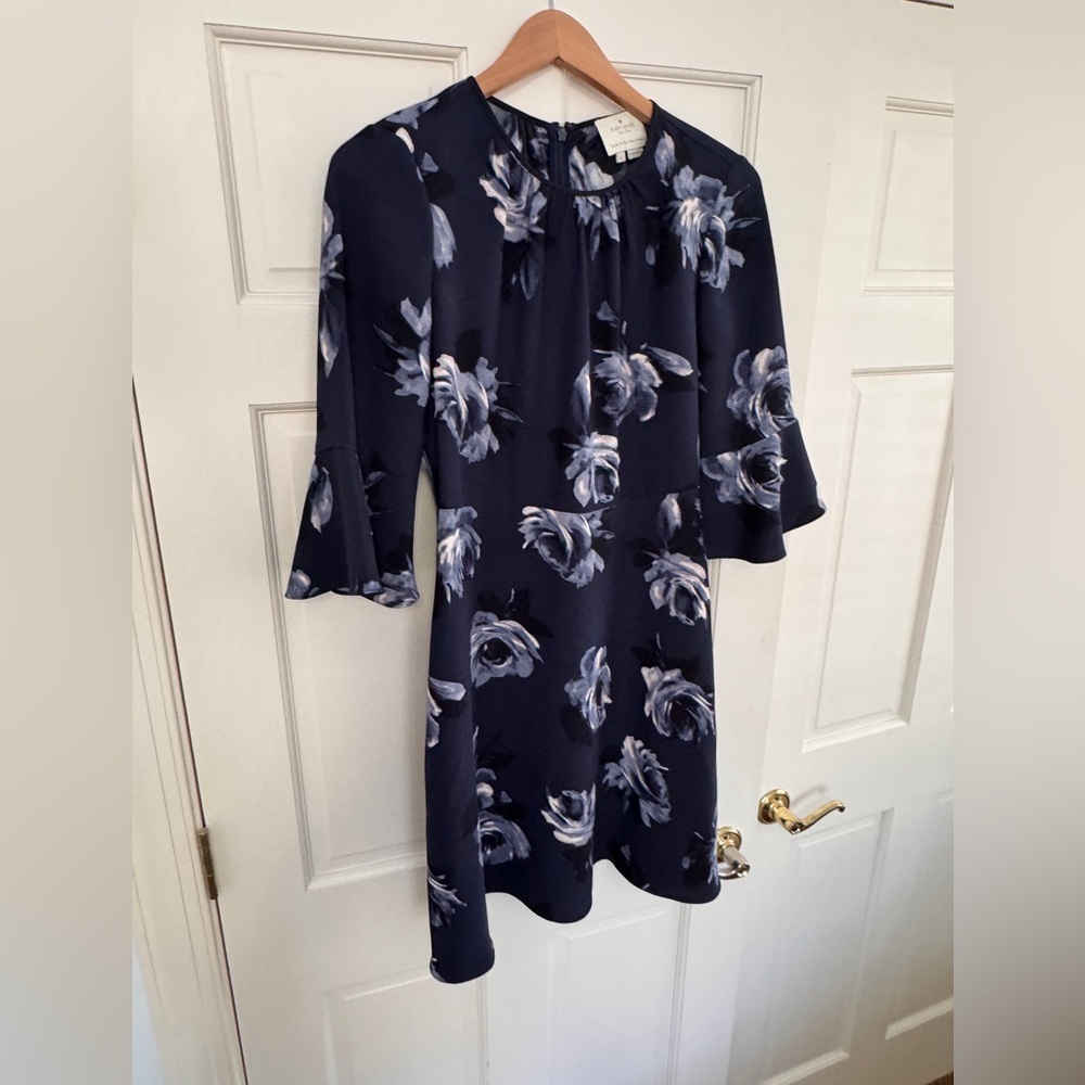Elegant Floral Kate Spade Navy, Black, and White Dress